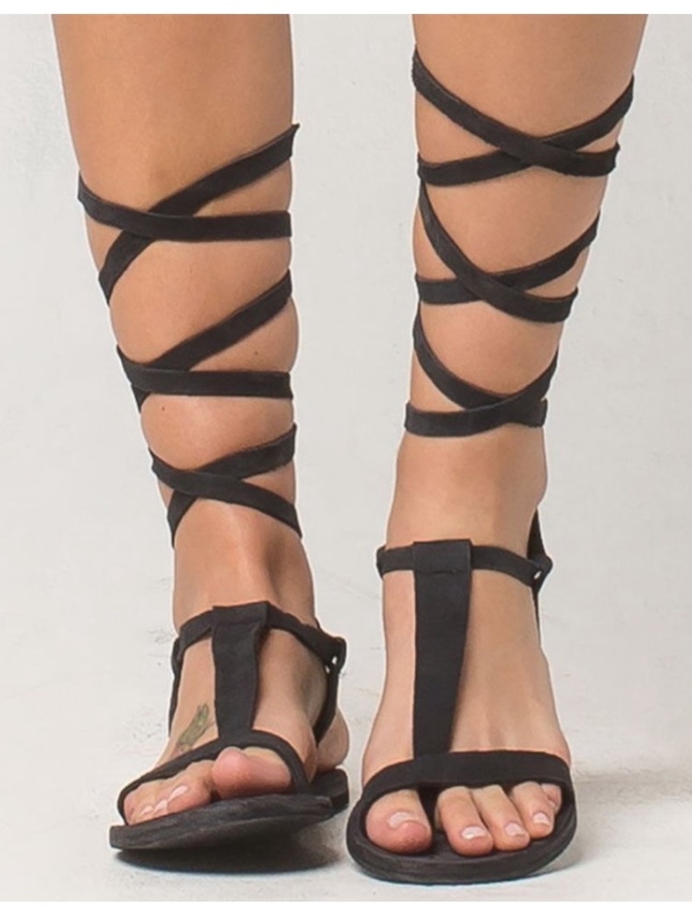 Free People Dahlia Lace Up Sandal Washed Black